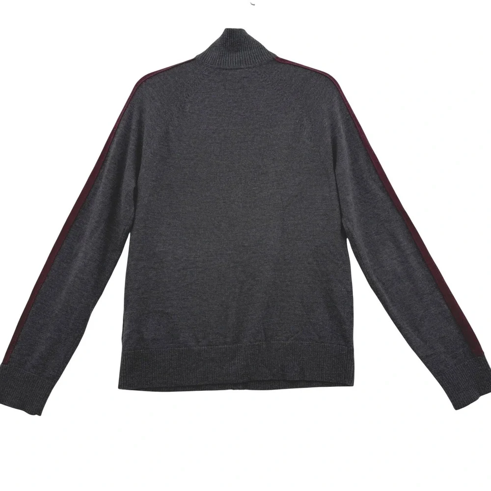 Vintage Banana Republic‎ Mens Cardigan Sweater Small Zip Up Gray Merino Wool - Picture 5 of 10